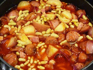 With beans and potato
